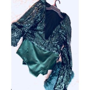 Emerald Green Sequins One Piece